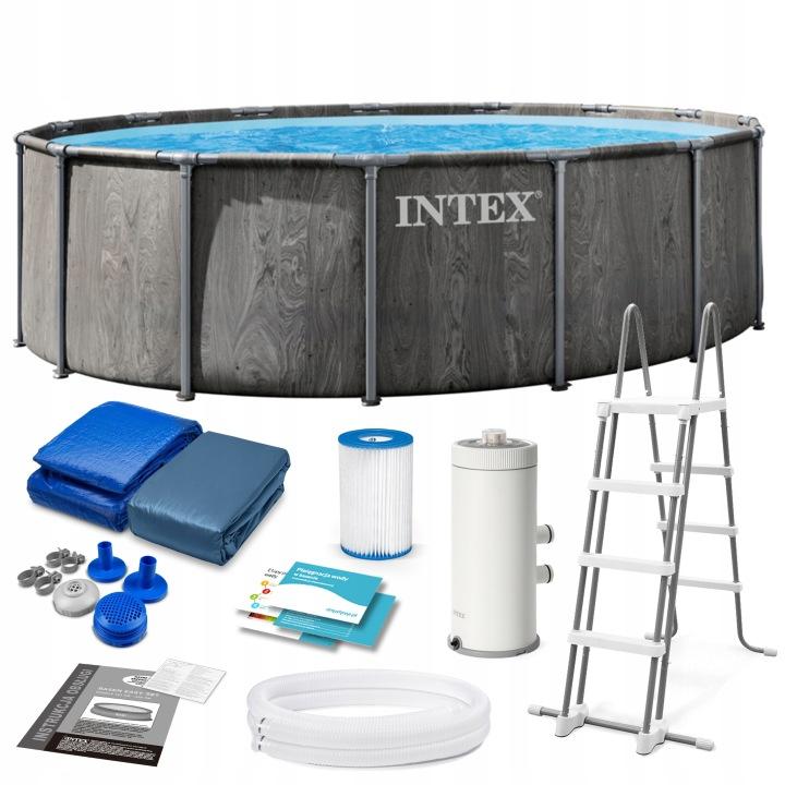 Nadzemný bazén s konštrukciou INTEX 457 × 122 cm súprava 12 v 1 J-26742ND