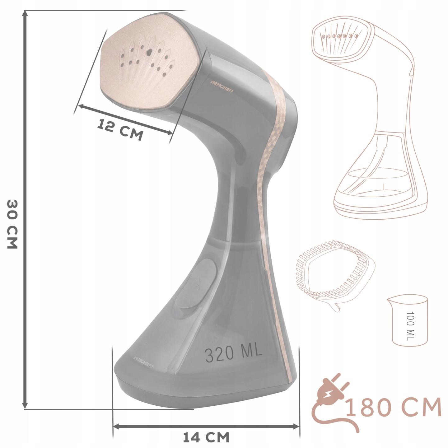 Detail produktu Ručný naparovač odevov Berdsen 2000 W 320 ml J-331200
