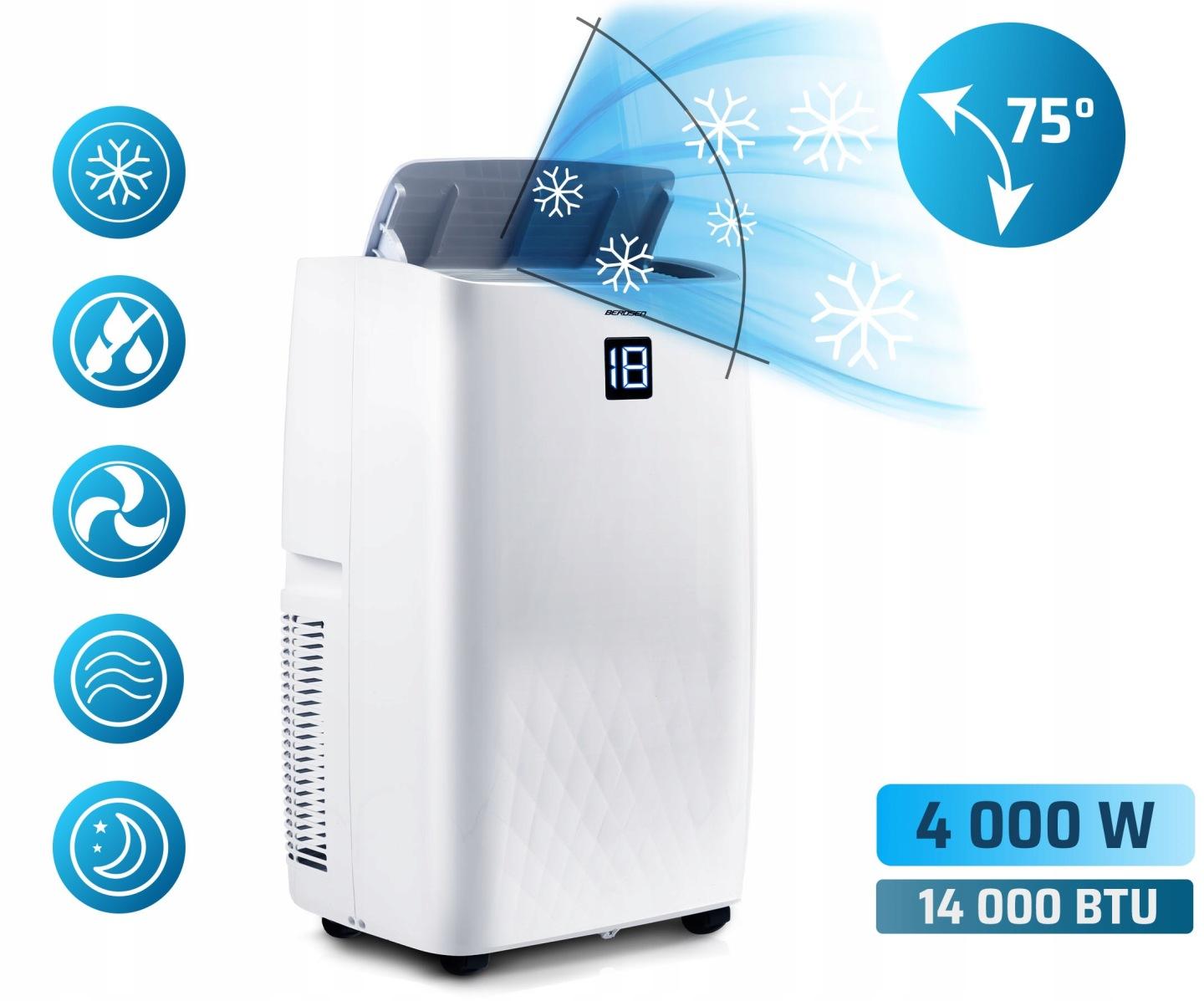 Detail produktu Mobilná klimatizácia 5 v 1 s kúrením a odvlhčovaním 14000 BTU + okenné tesnenie Berdsen BD-581 J-358100-359900