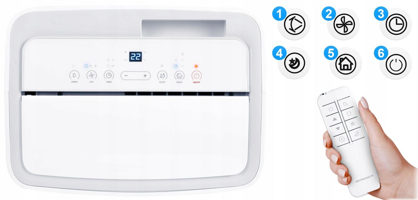 Detail produktu Mobilná klimatizácia 5 v 1 s kúrením a odvlhčovaním 14000 BTU + okenné tesnenie Berdsen BD-581 J-358100-359900