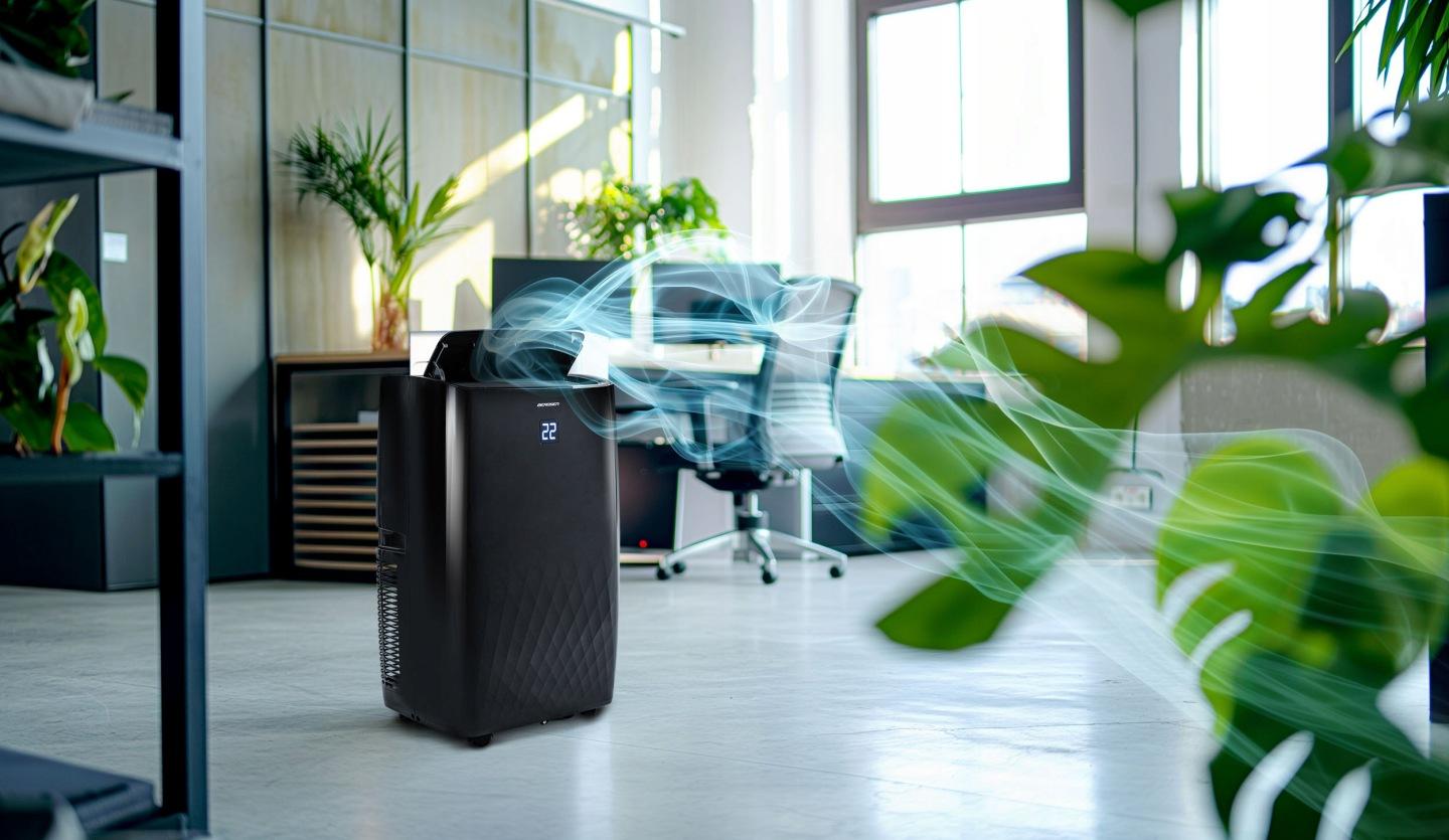Detail produktu Mobilná klimatizácia 14000 BTU s kúrením, odvlhčovaním a okenným tesnením Berdsen BD-581 J-358101-359900