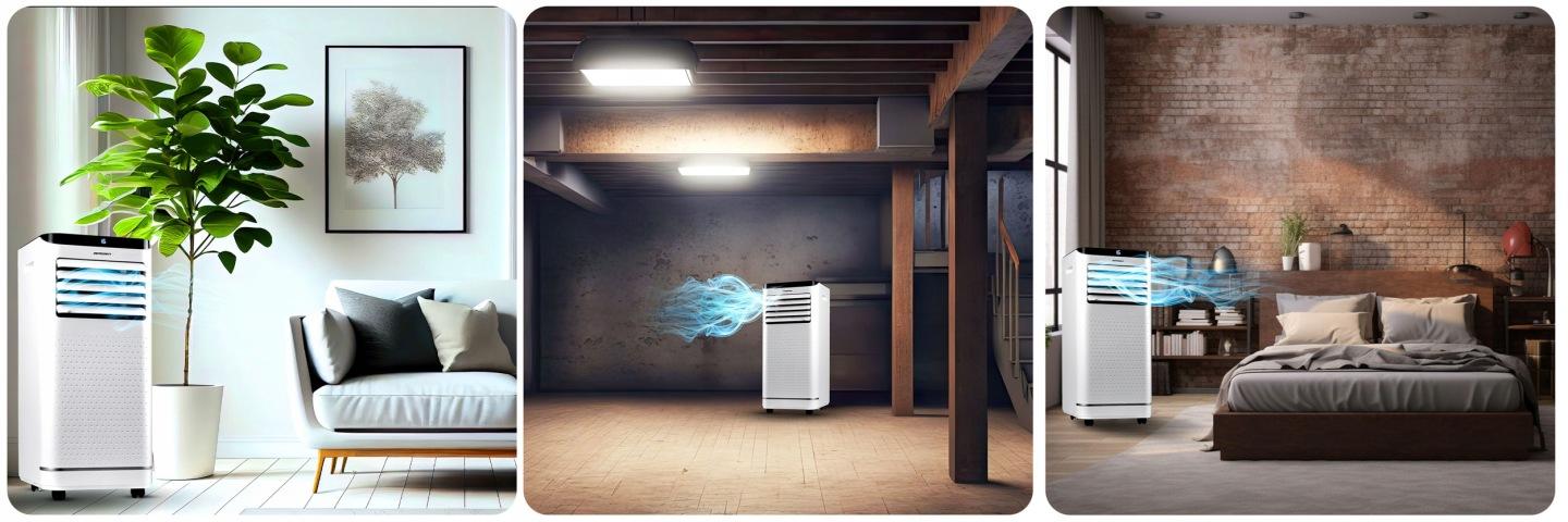 Detail produktu Mobilná klimatizácia s odvlhčovaním 9000 BTU + okenné tesnenie J-358300-359900