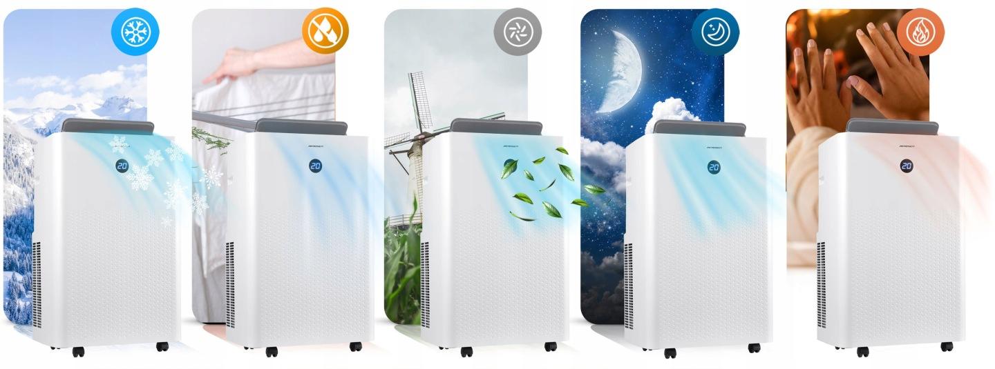 Detail produktu Mobilná klimatizácia 14000 BTU s kúrením, odvlhčovaním, Wi-Fi a okenným tesnením J-358400-359900