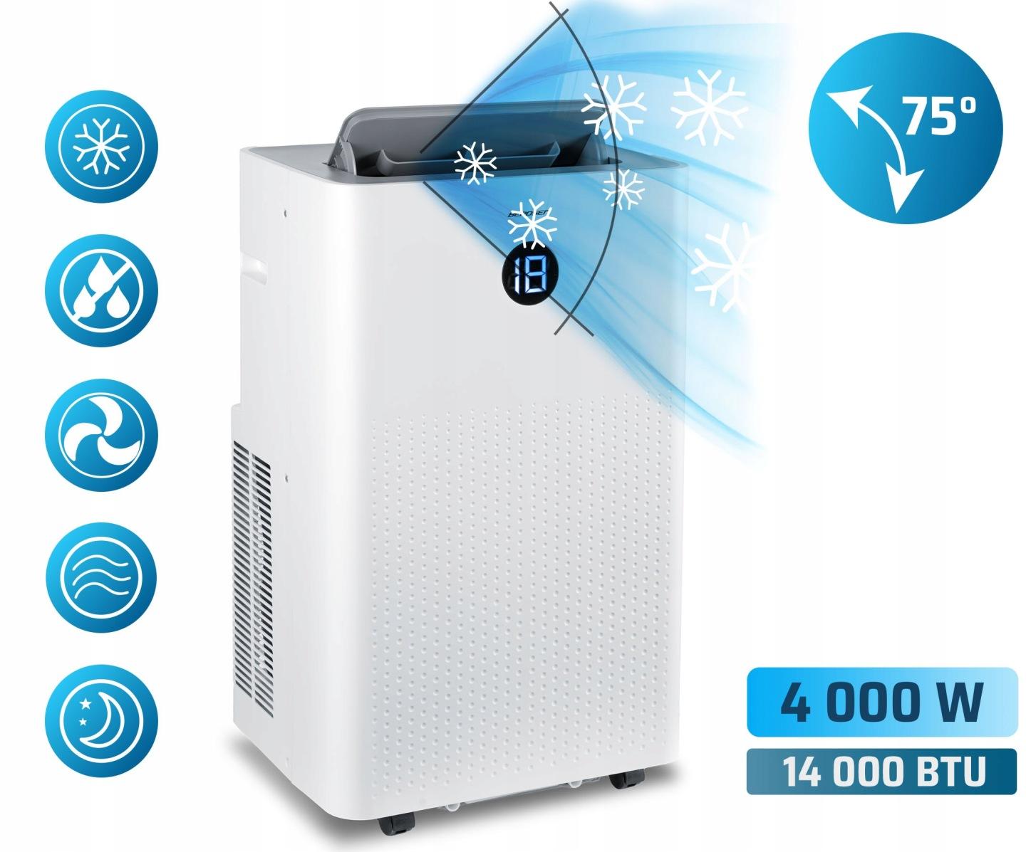 Detail produktu Mobilná klimatizácia 14000 BTU s kúrením, odvlhčovaním, Wi-Fi a okenným tesnením J-358400-359900