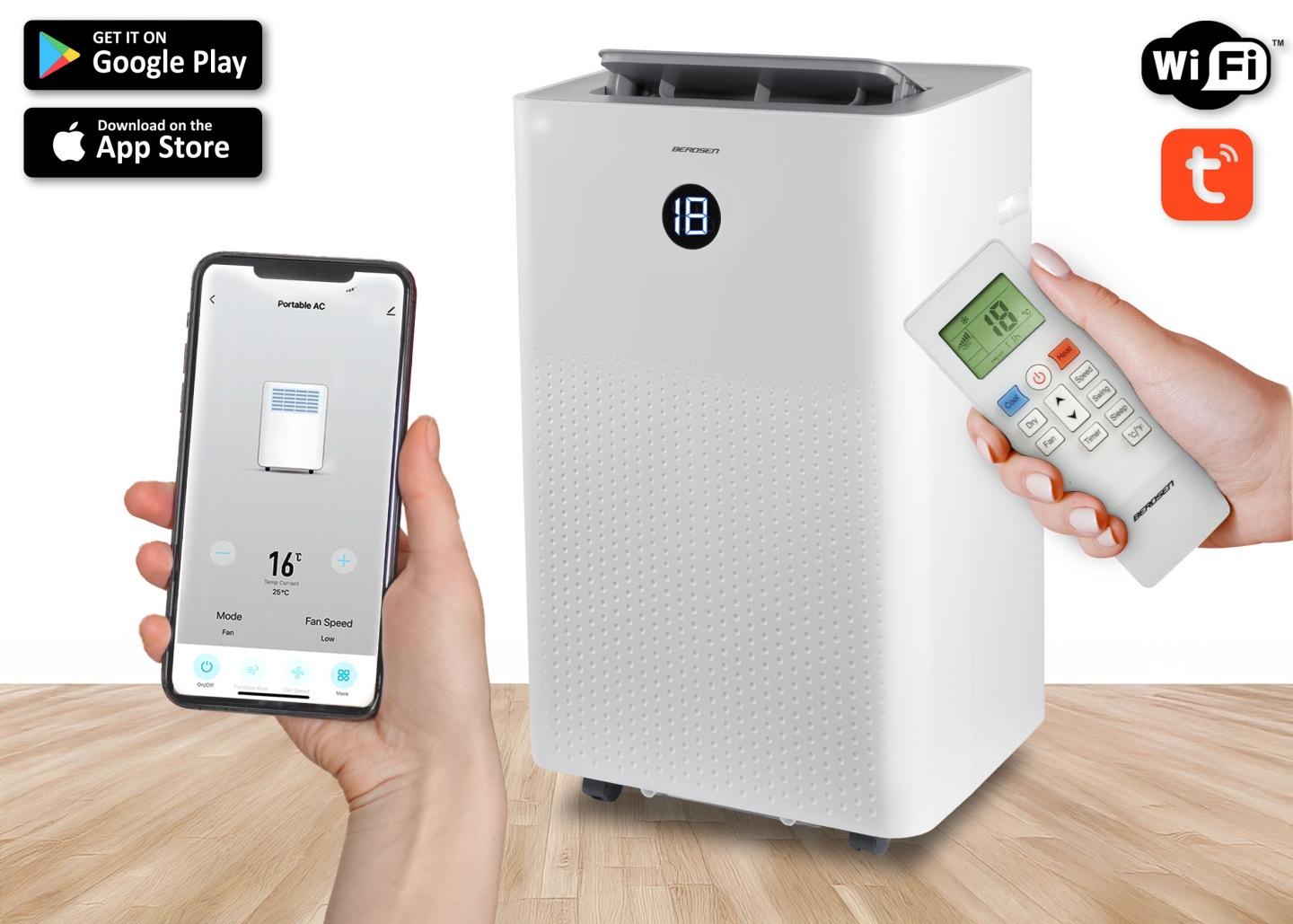 Detail produktu Mobilná klimatizácia 14000 BTU s kúrením, odvlhčovaním, Wi-Fi a okenným tesnením J-358400-359900