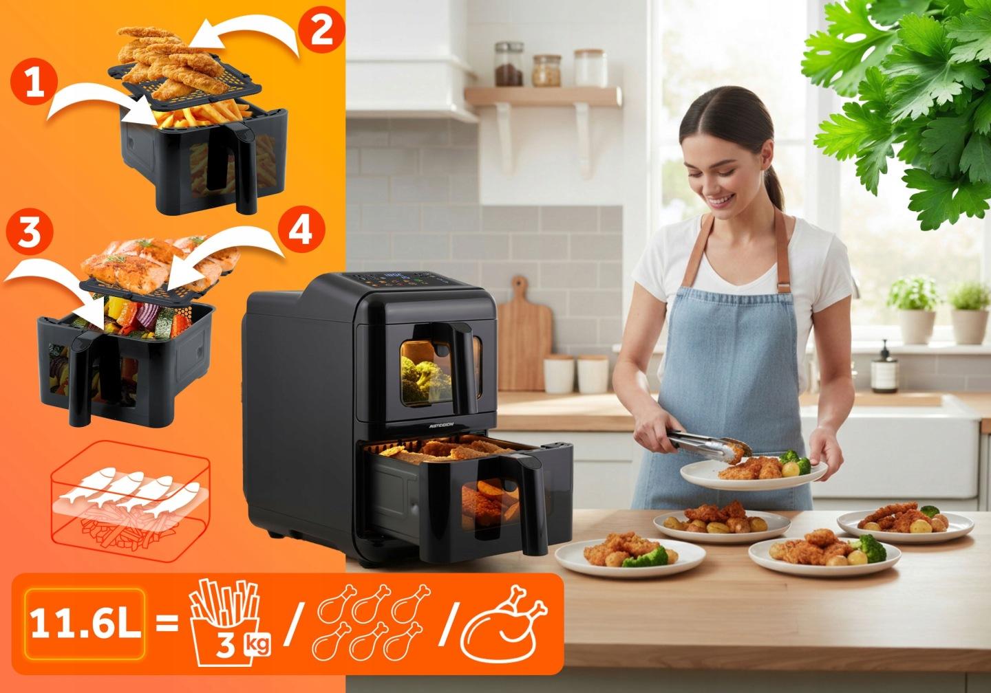 Detail produktu teplovzdušná fritéza, 3000 W J-366300