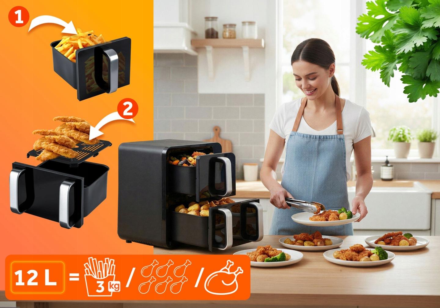 Detail produktu teplovzdušná fritéza, 2800W J-366400