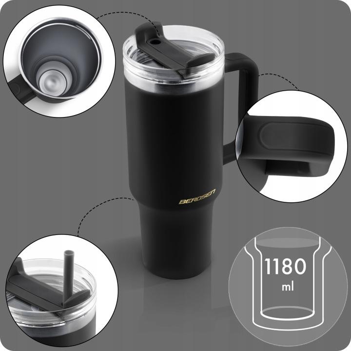 Detail produktu Termohrnček so slamkou 1180 ml čierny J-378800