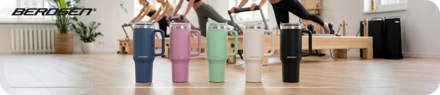 Termohrnček so slamkou 1180 ml ružový J-378802