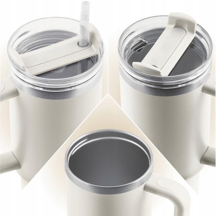 Detail produktu Termohrnček so slamkou 1180 ml krémový J-378804