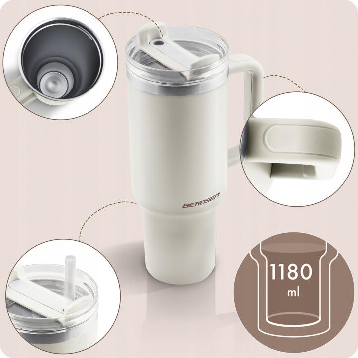 Detail produktu Termohrnček so slamkou 1180 ml krémový J-378804