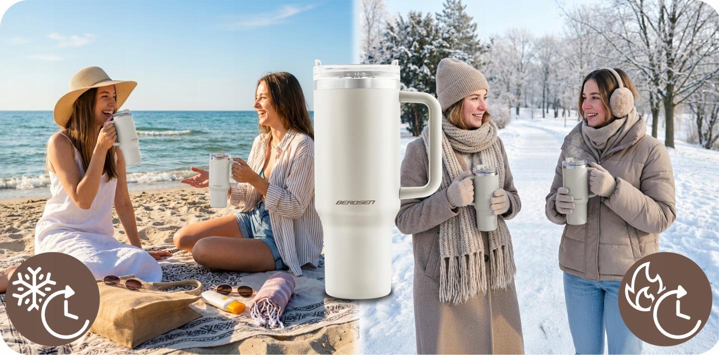 Detail produktu Termohrnček so slamkou 1180 ml krémový J-378804