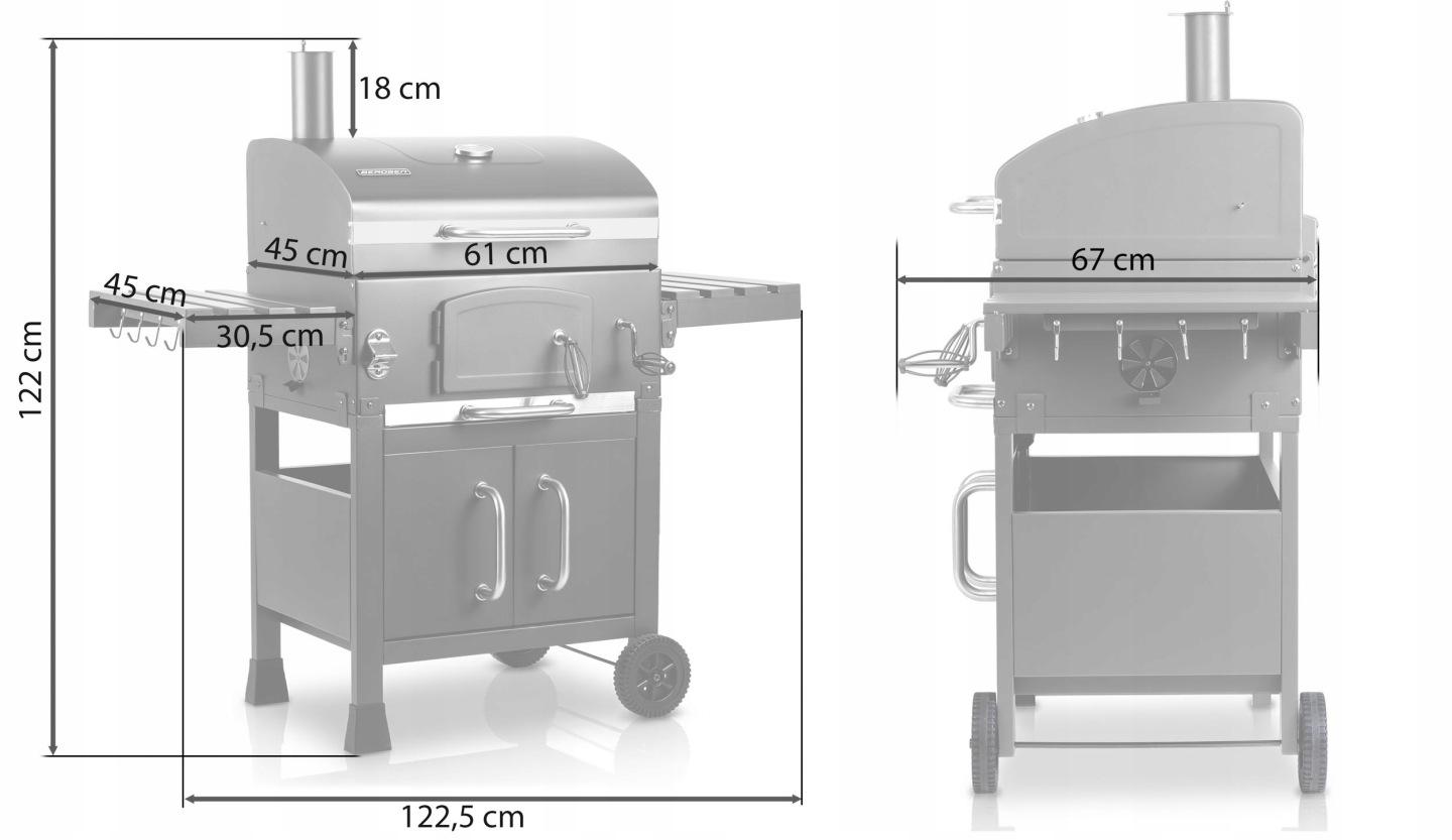 Detail produktu Záhradný gril na drevené uhlie s poklopom, komínom a liatinovým roštom Berdsen BD-893 J-389300