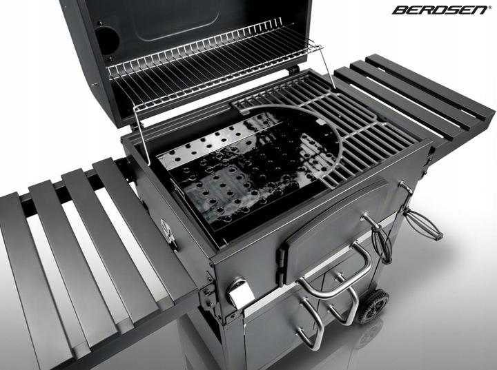 Detail produktu Záhradný gril na drevené uhlie s poklopom, komínom a liatinovým roštom Berdsen BD-893 J-389300