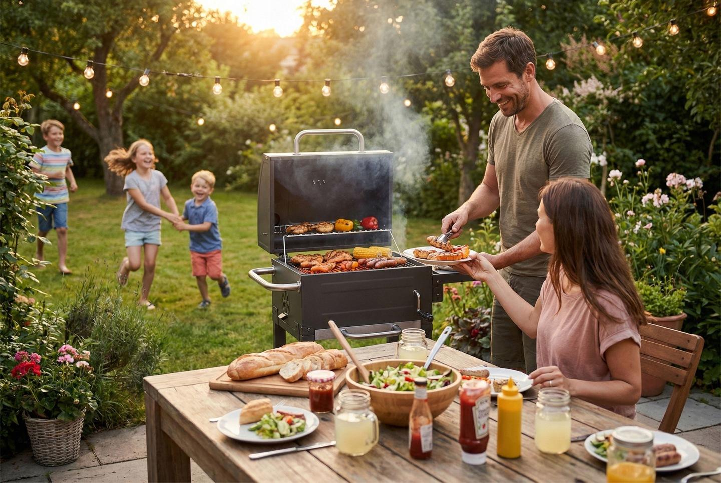 Detail produktu Záhradný gril na uhlie s poklopom a teplomerom Berdsen BD-894 J-389400