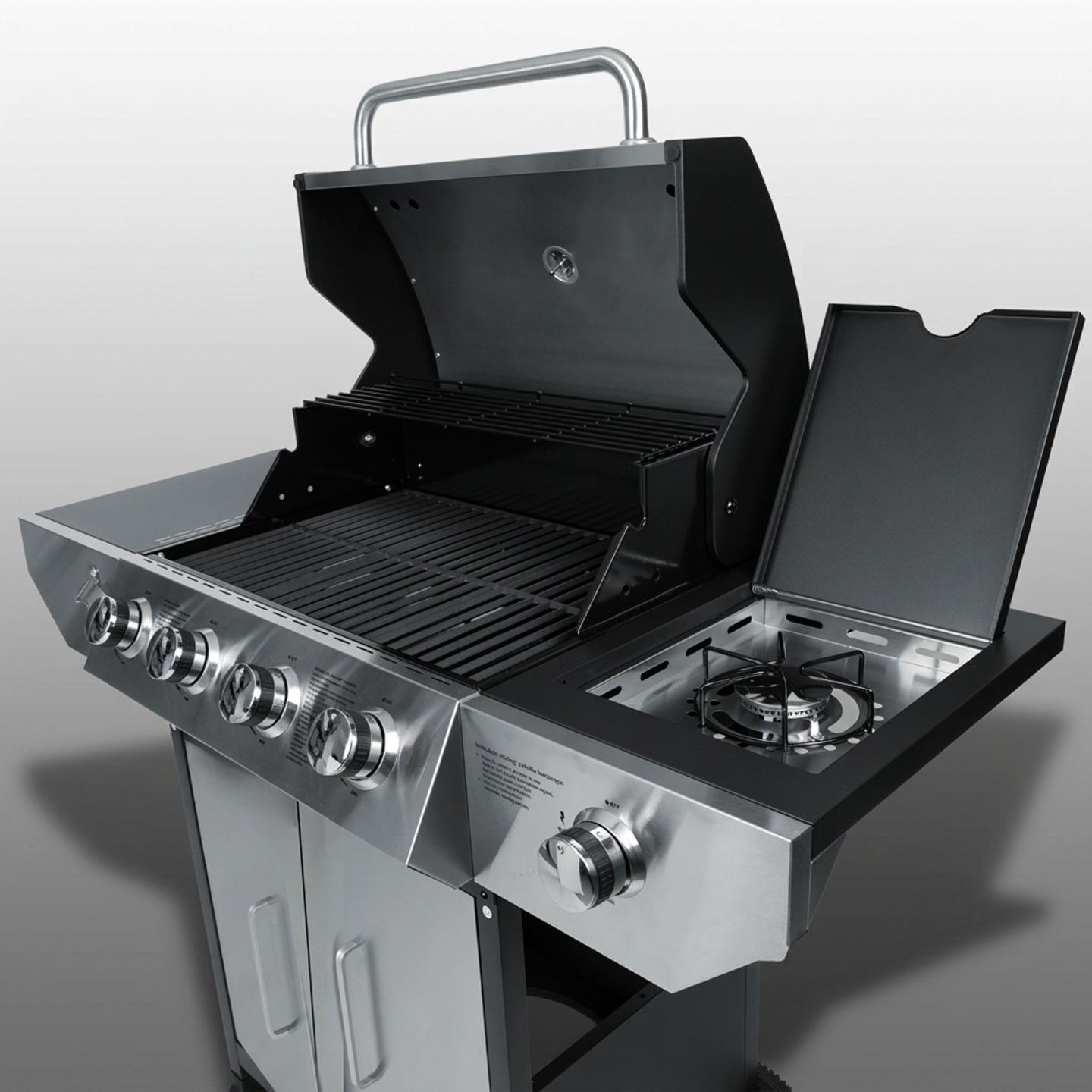 Detail produktu Záhradný plynový gril s liatinovým roštom a poklopom 4+1 horák Berdsen BD-896 J-389600