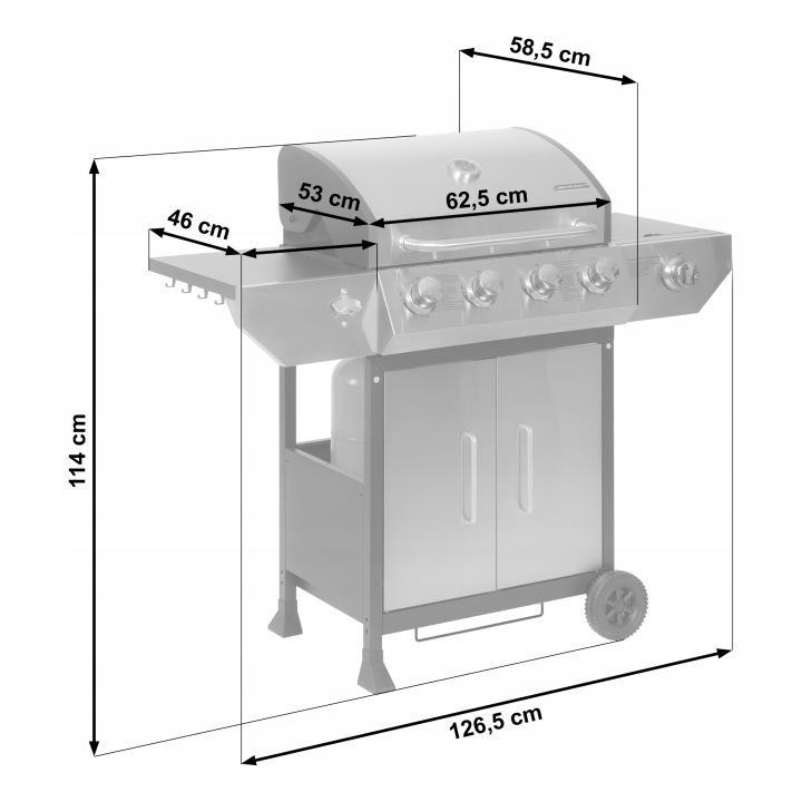 Detail produktu Záhradný plynový gril s liatinovým roštom a poklopom 4+1 horák Berdsen BD-896 J-389600