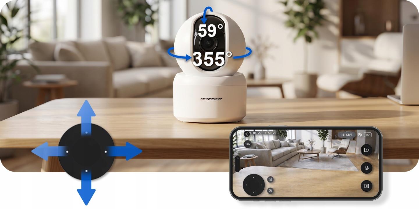 Detail produktu Otočná Wi-Fi IP kamera do interiéru 3 Mpx Berdsen BD-940 J-394000