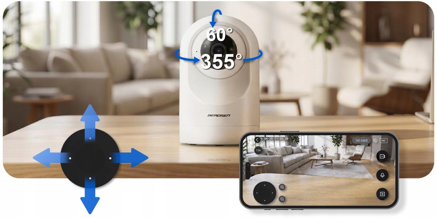 Detail produktu Otočná vnútorná Wi-Fi IP kamera 5 Mpx Berdsen BD-941 J-394100