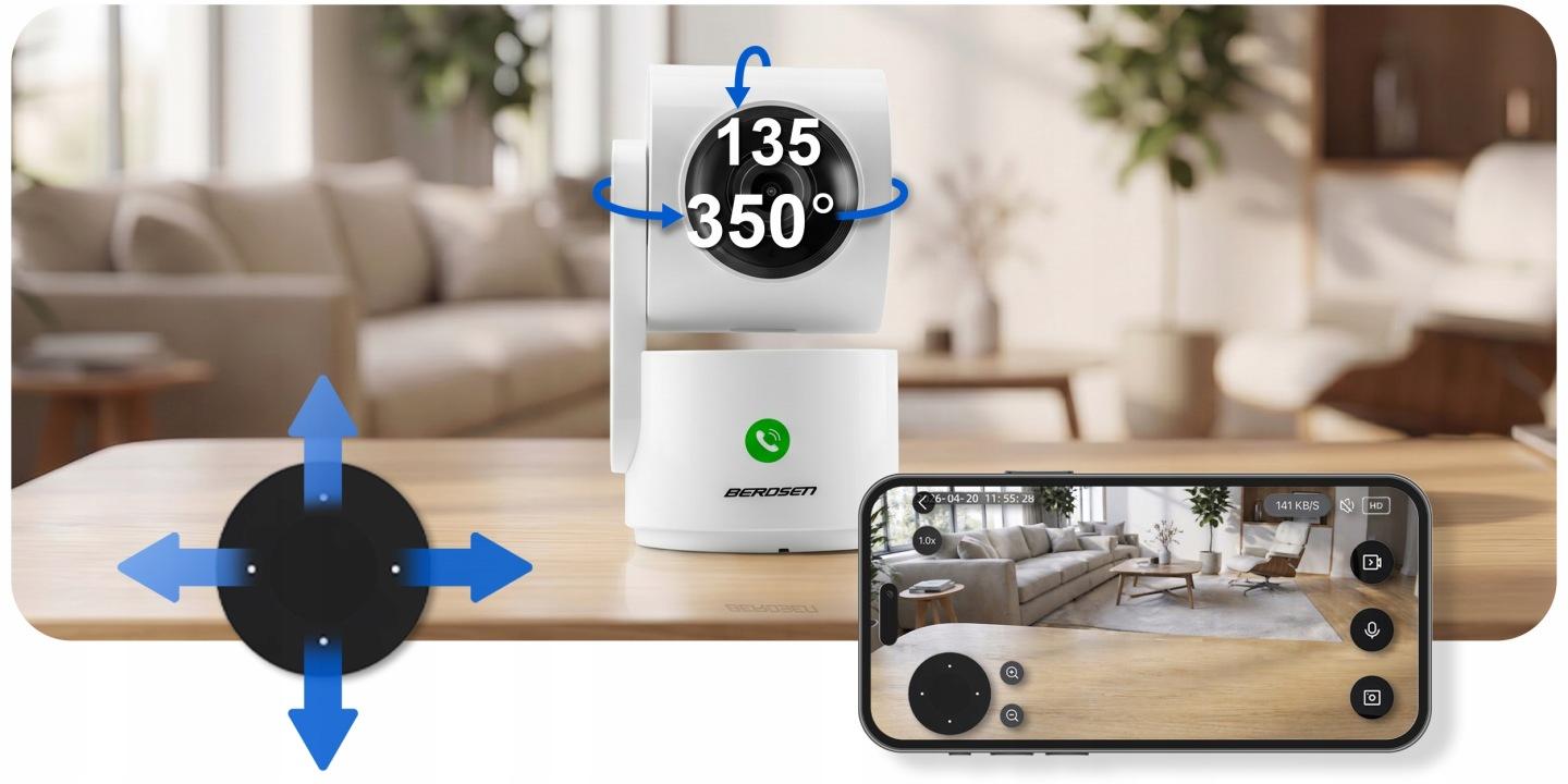 Detail produktu Otočná Wi-Fi IP kamera 3 Mpx do interiéru Berdsen BD-942 J-394200