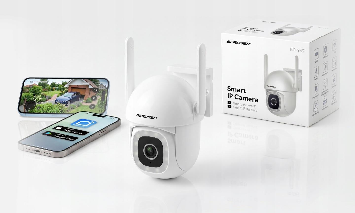 Detail produktu Vonkajšia otočná Wi-Fi IP kamera 5 Mpx Berdsen BD-943 J-394300
