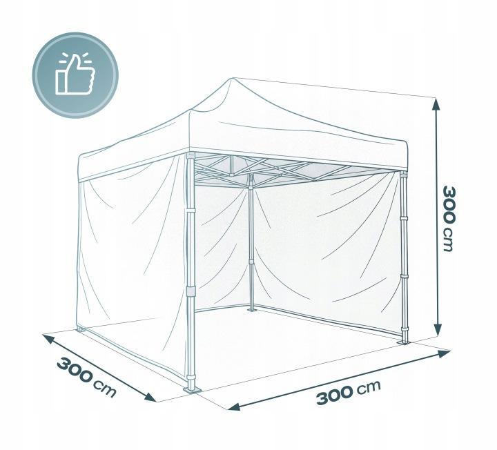 Detail produktu Záhradný párty stan 3 × 3 m s 3 bočnými stenami sivý J-430001