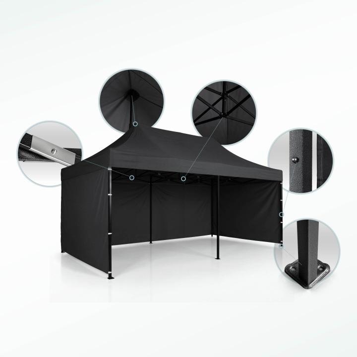 Detail produktu Záhradný altánok 3 × 6 m s 3 bočnicami čierny J-430100