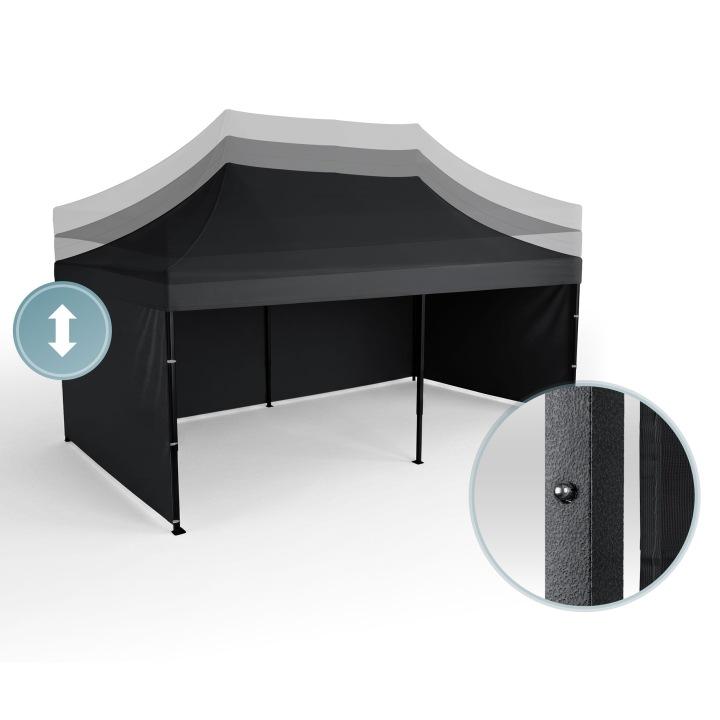 Detail produktu Záhradný altánok 3 × 6 m s 3 bočnicami čierny J-430100