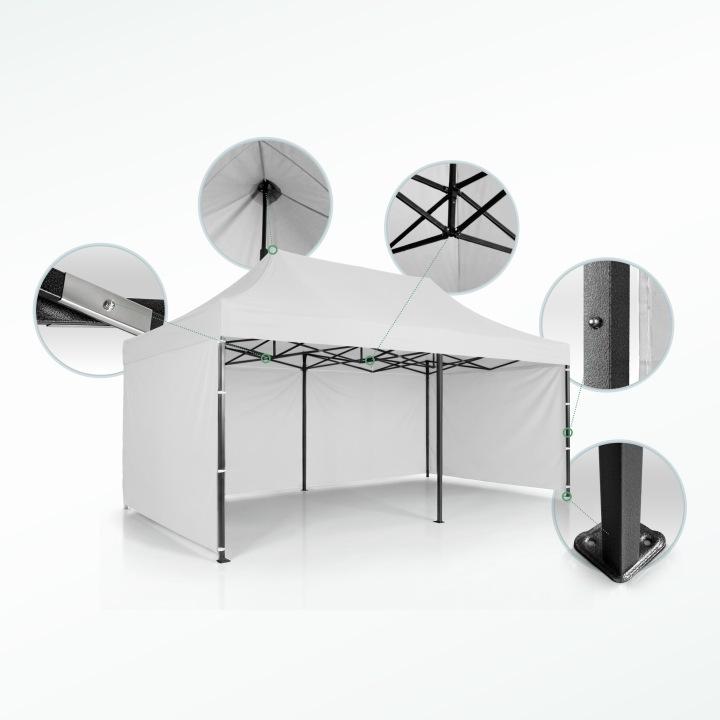 Detail produktu Párty stan 3 × 6 m s 3 bočnými stenami biely J-430101