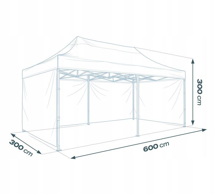 Detail produktu Párty stan 3 × 6 m s 3 bočnými stenami biely J-430101