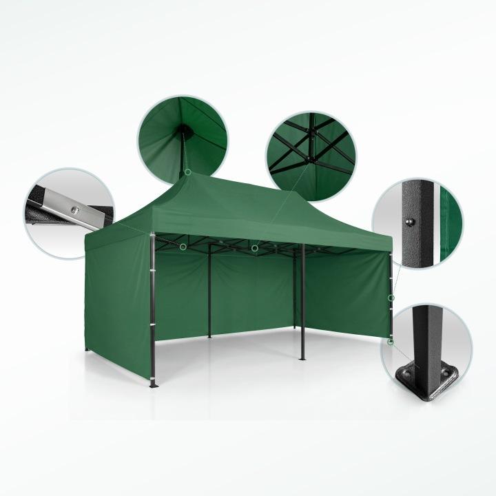 Detail produktu Párty stan 3 × 6 m s 3 bočnými stenami zelený J-430102