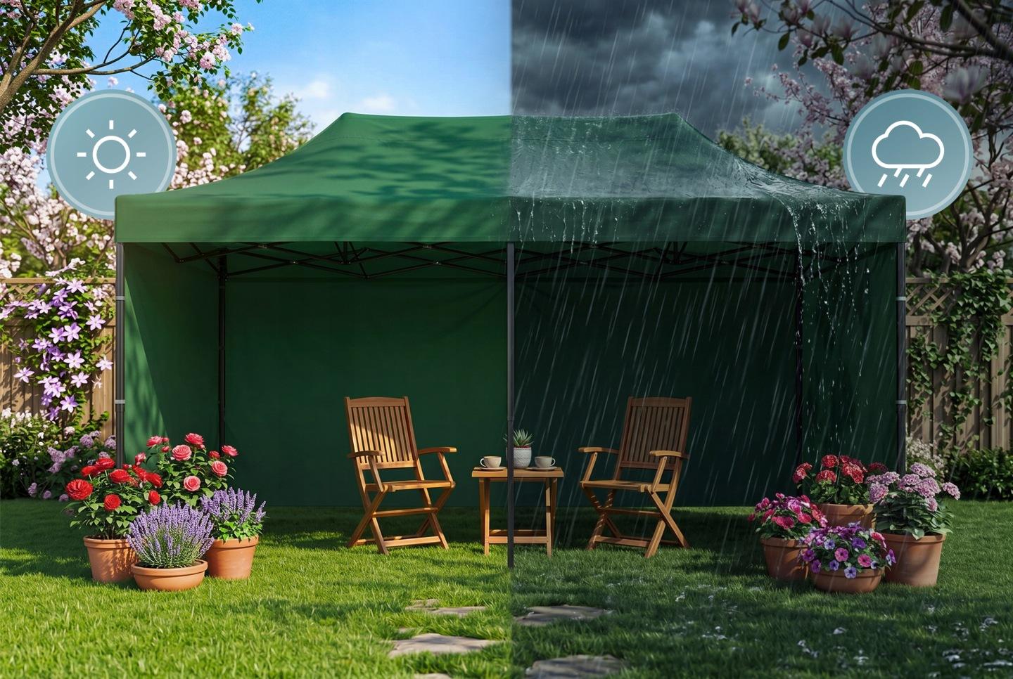 Detail produktu Párty stan 3 × 6 m s 3 bočnými stenami zelený J-430102