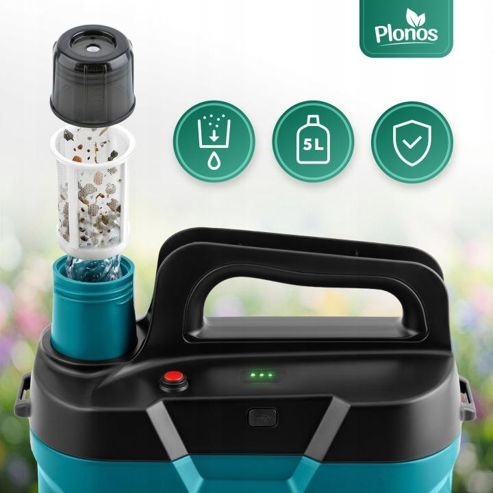 Detail produktu Akumulátorový tlakový postrekovač 5 l s nastaviteľnou tryskou Plonos PL-607 J-460700