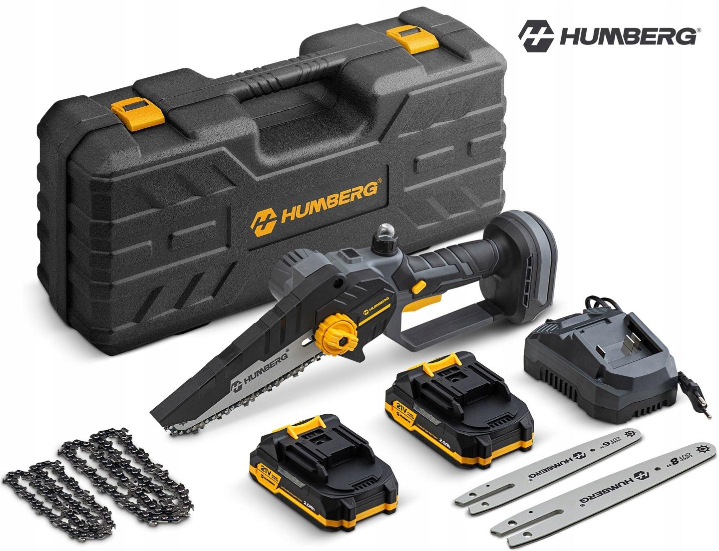 Detail produktu Akumulátorová reťazová píla na konáre Humberg HM-421 6"/8" s 2 batériami J-542100-542190