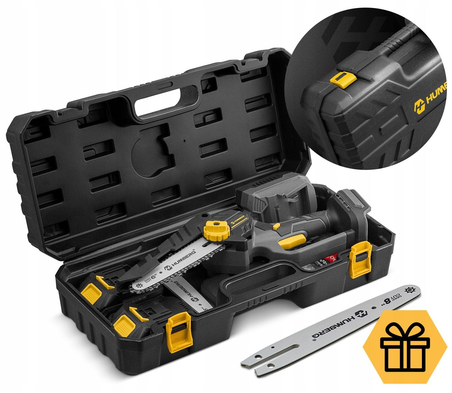 Detail produktu Akumulátorová reťazová píla na konáre Humberg HM-421 6"/8" s 2 batériami J-542100-542190