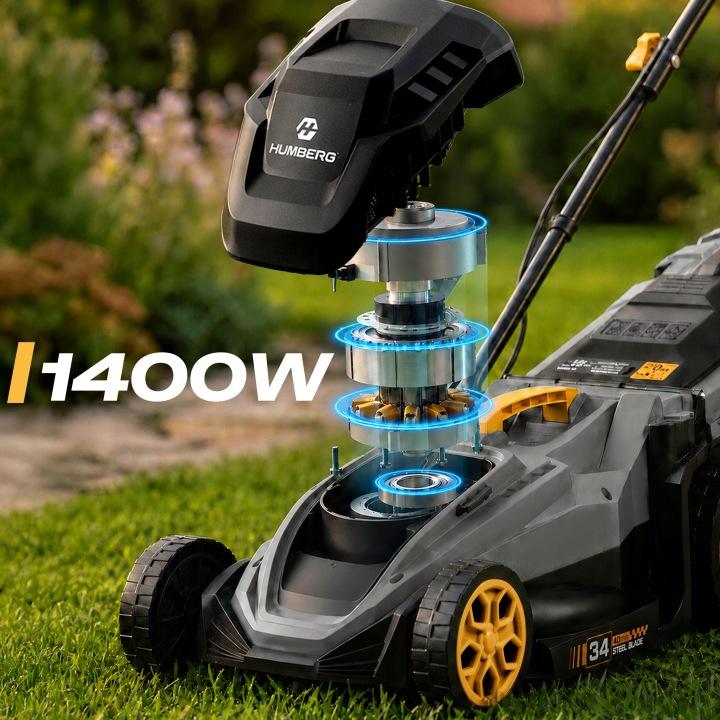 Detail produktu Elektrická kosačka na trávu Humberg HM-612 1400 W 34 cm so zberným košom 30 l J-561200