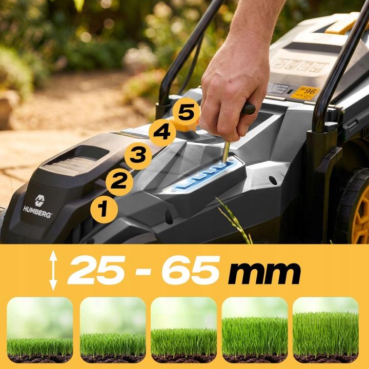 Detail produktu Elektrická kosačka na trávu Humberg HM-612 1400 W 34 cm so zberným košom 30 l J-561200