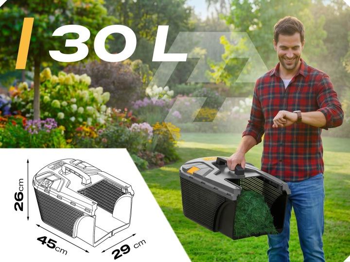 Detail produktu Elektrická kosačka na trávu Humberg HM-612 1400 W 34 cm so zberným košom 30 l J-561200
