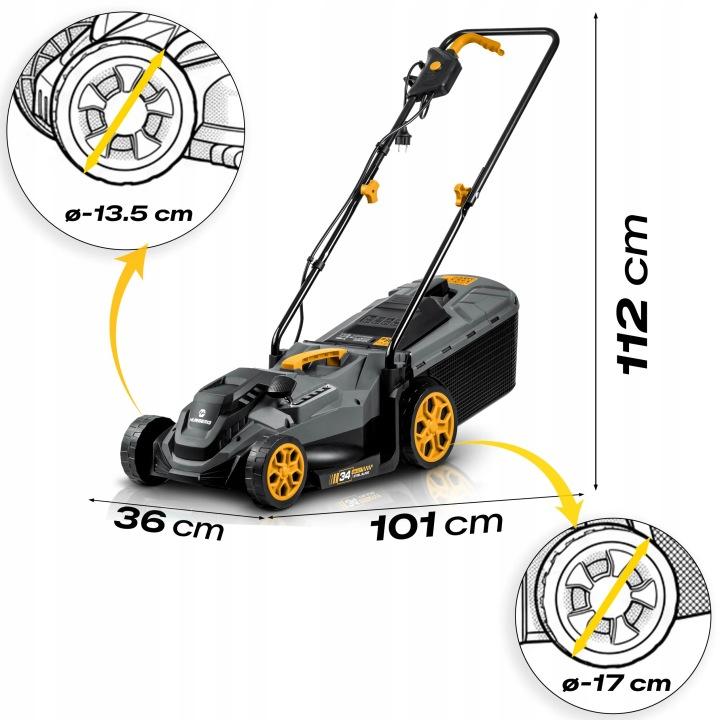 Detail produktu Elektrická kosačka na trávu Humberg HM-612 1400 W 34 cm so zberným košom 30 l J-561200
