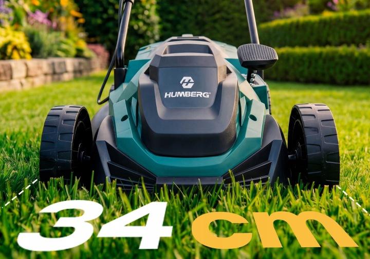Detail produktu Elektrická kosačka na trávu Humberg HM-612 1400 W 34 cm so zberným košom 30 l J-561201