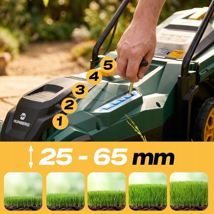 Detail produktu Elektrická kosačka na trávu Humberg HM-612 1400 W 34 cm so zberným košom 30 l J-561201