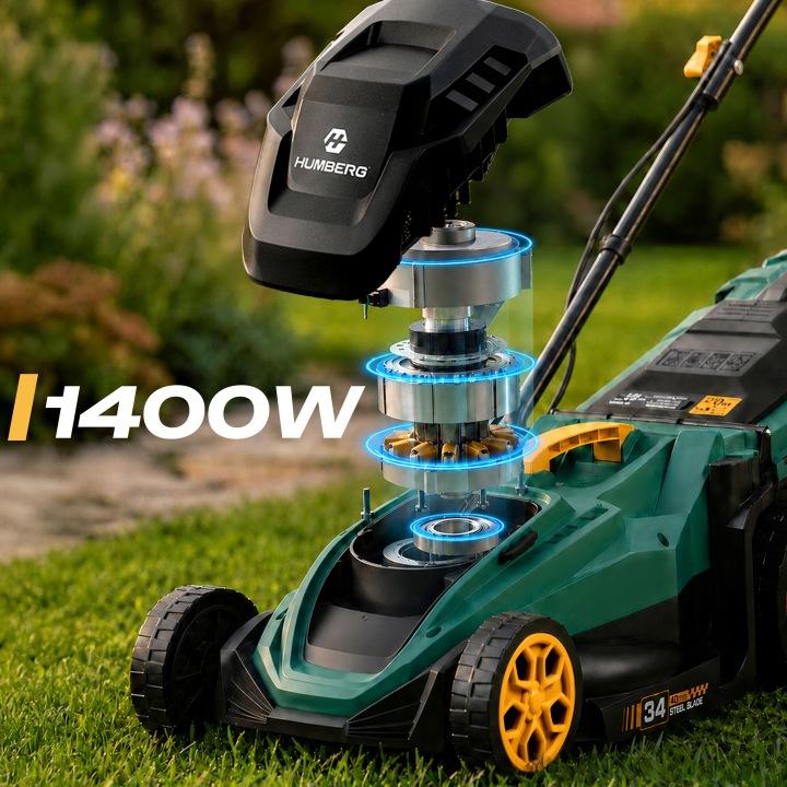 Detail produktu Elektrická kosačka na trávu Humberg HM-612 1400 W 34 cm so zberným košom 30 l J-561201