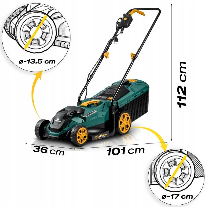 Detail produktu Elektrická kosačka na trávu Humberg HM-612 1400 W 34 cm so zberným košom 30 l J-561201