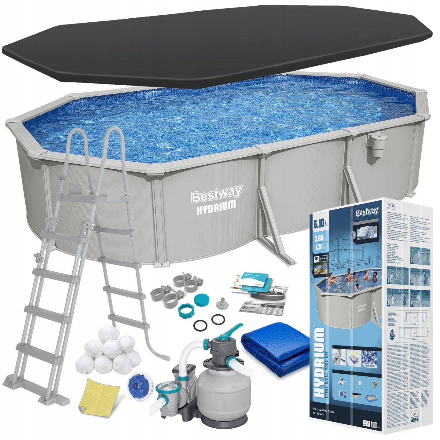 Celoročný panelový nadzemný bazén Bestway Hydrium 610 × 366 × 122 cm s filtráciou a príslušenstvom J-56369