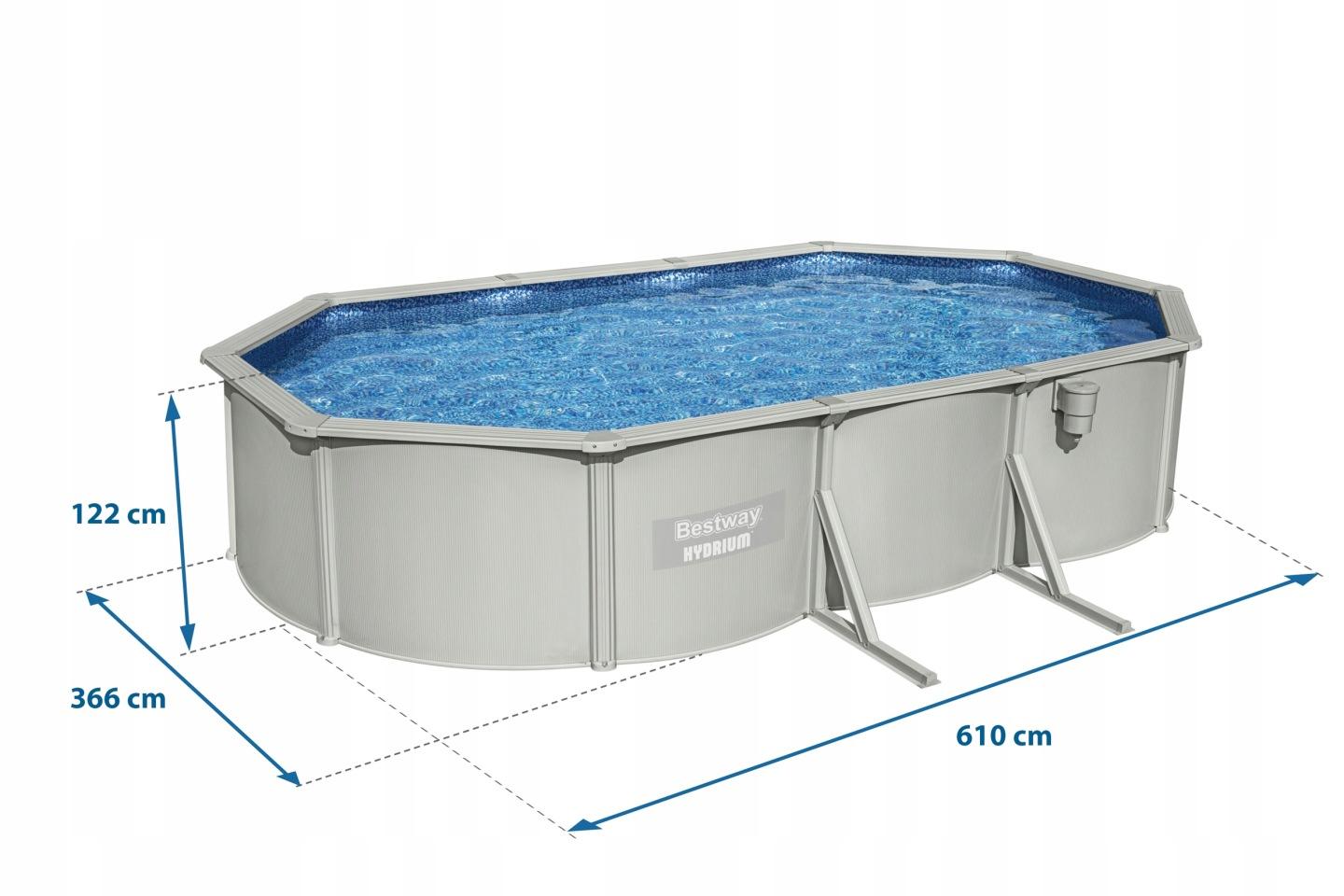 Detail produktu Celoročný panelový nadzemný bazén Bestway Hydrium 610 × 366 × 122 cm s filtráciou a príslušenstvom J-56369
