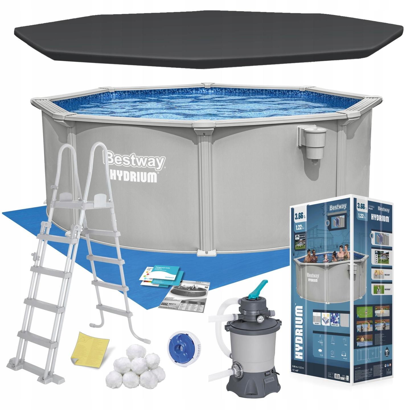 Celoročný panelový nadzemný bazén Bestway Hydrium 366 × 122 cm súprava 13 v 1 J-56574