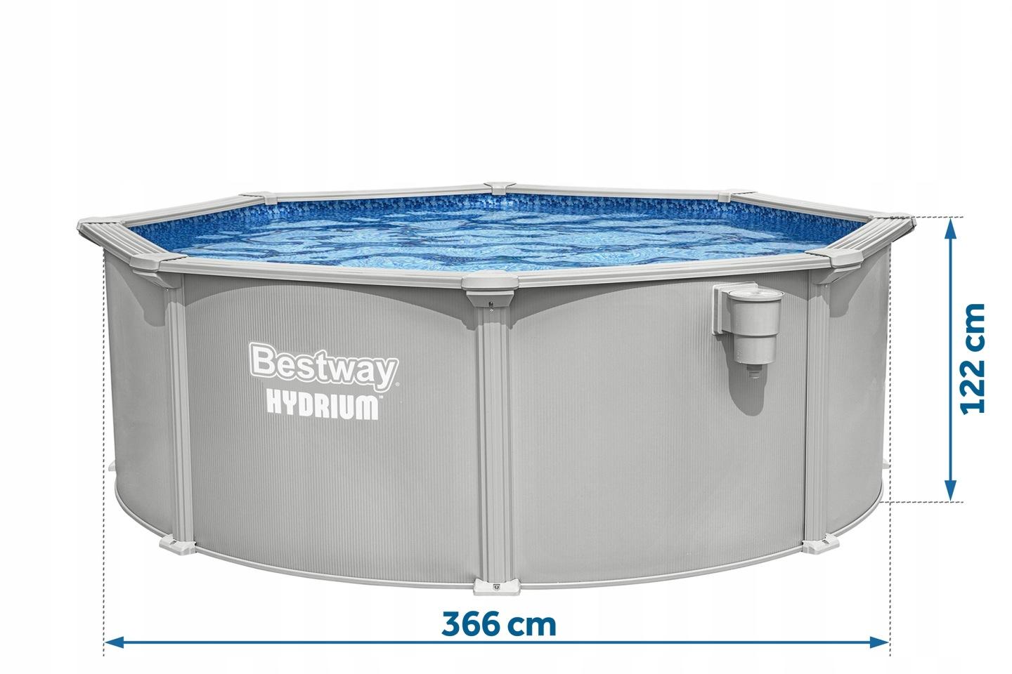 Detail produktu Celoročný panelový nadzemný bazén Bestway Hydrium 366 × 122 cm súprava 13 v 1 J-56574