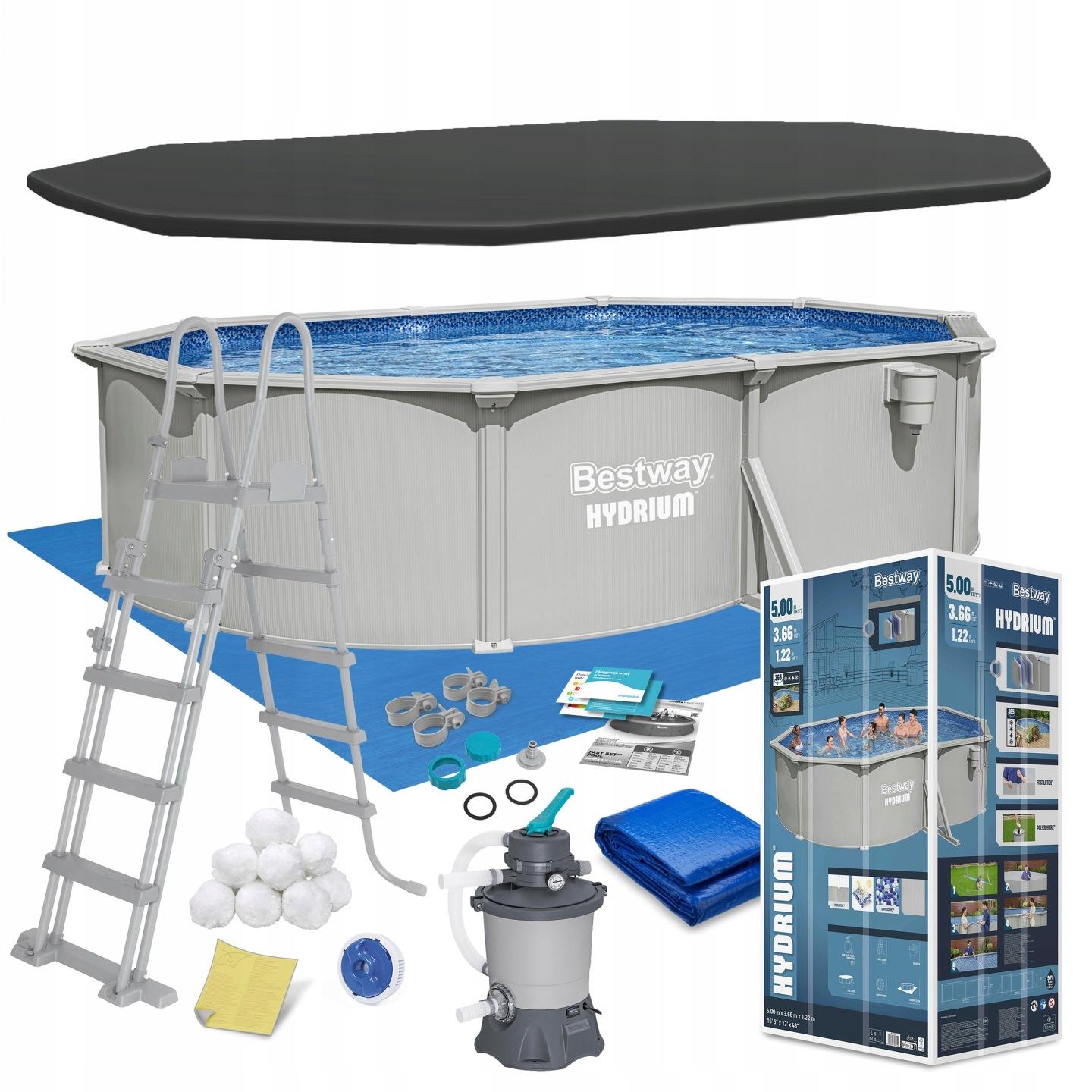 Celoročný panelový nadzemný bazén Bestway Hydrium 500 × 366 × 122 cm 13 v 1 J-56586