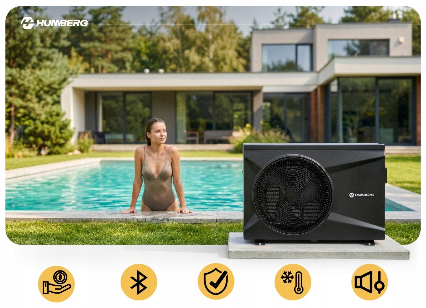 Bazénové tepelné čerpadlo 10 kW pre bazény 20–60 m?, invertorové, Wi-Fi, Humberg HM-912 J-591200-590900