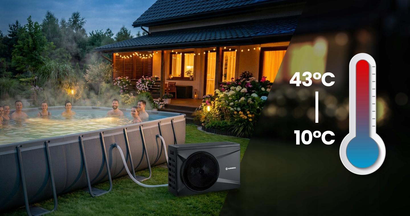 Detail produktu Bazénové tepelné čerpadlo 10 kW pre bazény 20–60 m?, invertorové, Wi-Fi, Humberg HM-912 J-591200-590900